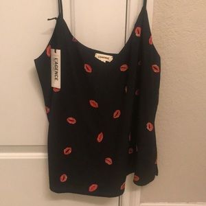 L’agence lips tank top